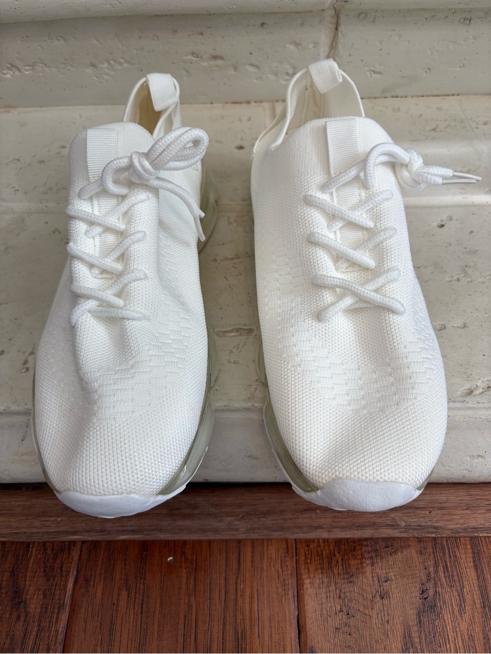 White Knit Slip-On Womens Sneakers